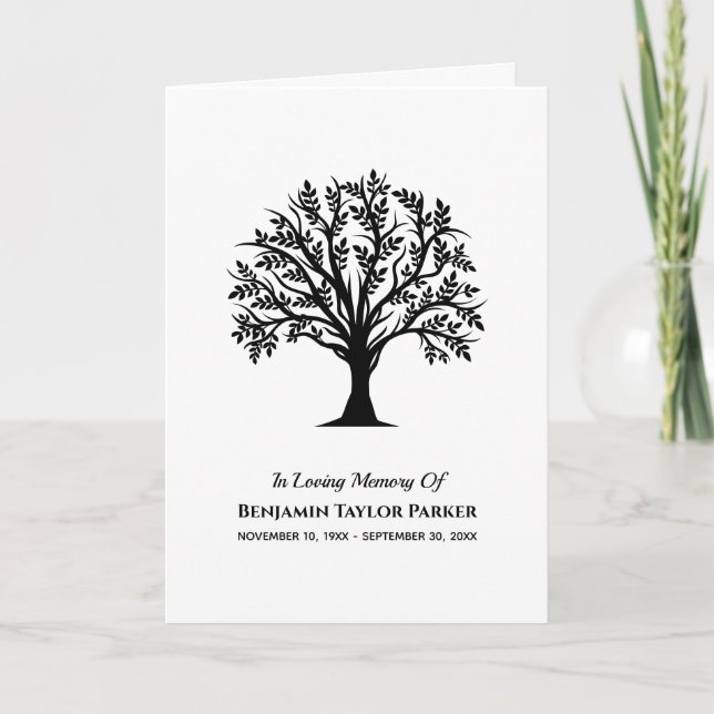 Tree Of Life Bereavement Sympathy Funeral Memorial Thank You Card (Front)