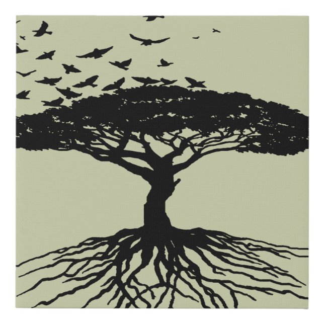 Tree of Life Birds Silhouette Faux Canvas Print (Front)