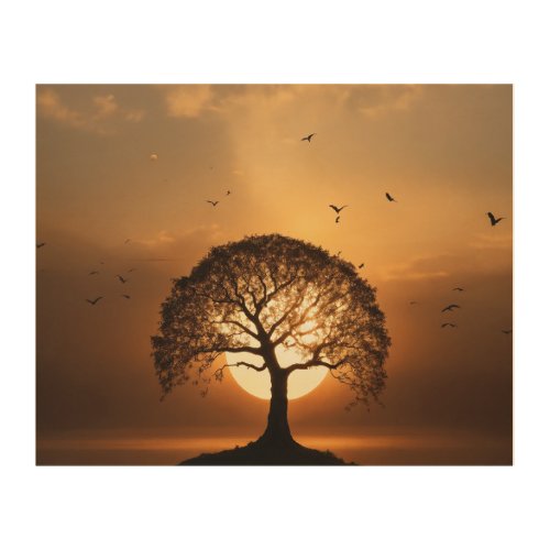 _Tree of life birds sunset_Wall art