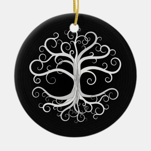 Tree of life Black and White Ceramic Ornament