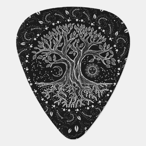 Tree of Life _ black and white Guitar Pick