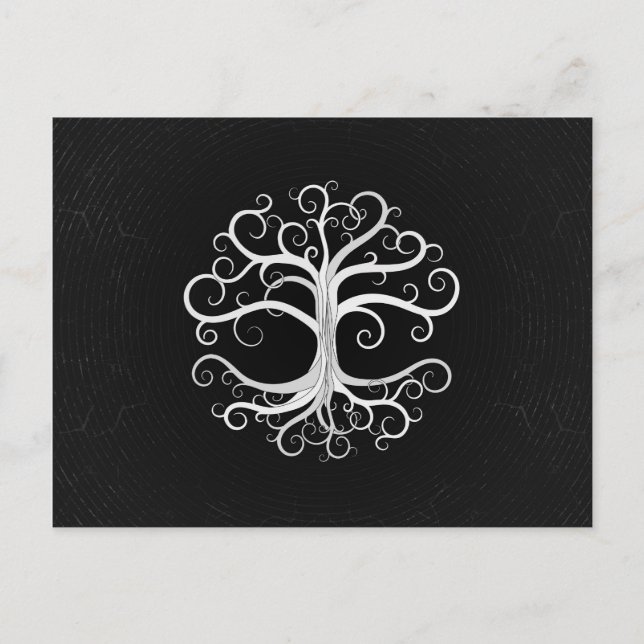 Tree of life Black and White Holiday Postcard (Front)