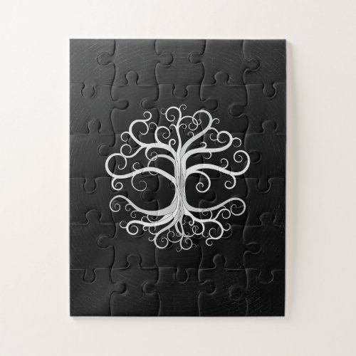 Tree of life Black and White Jigsaw Puzzle