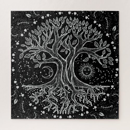 Tree of Life _ black and white Jigsaw Puzzle
