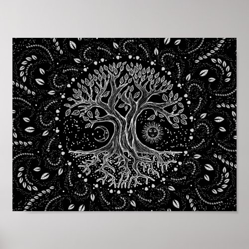 Tree of Life _ black and white Poster