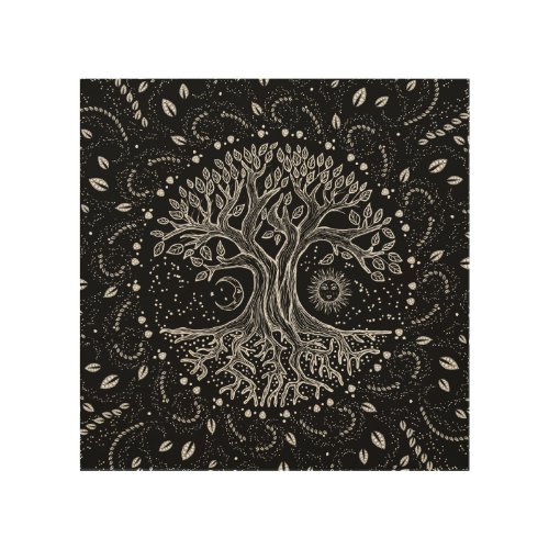 Tree of Life _ black and white Wood Wall Art
