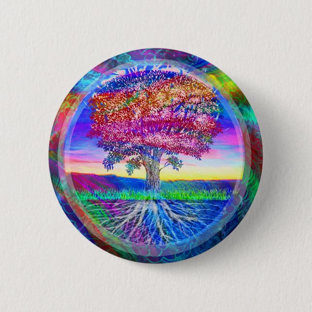Tree of Life Blessings Pinback Button (Front)