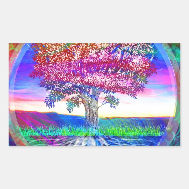 Tree of Life Blessings Rectangular Sticker (Front)