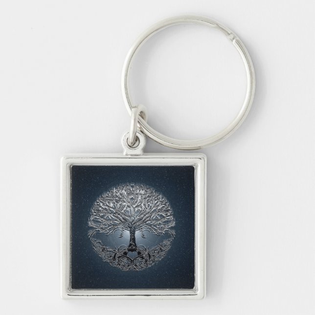 Tree of Life Blue Sky Peaceful Night Keychain (Front)