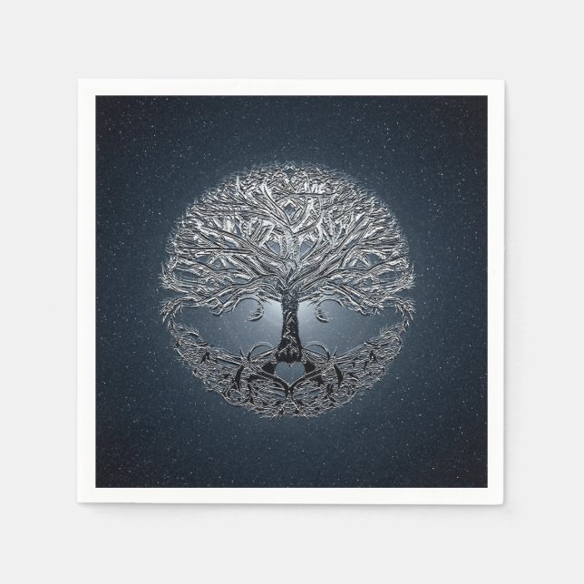 Tree of Life Blue Sky Peaceful Night Paper Napkins (Front)