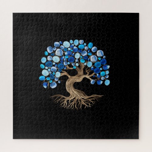 Tree of Life _ Blue Tumbled Gemstones Jigsaw Puzzle