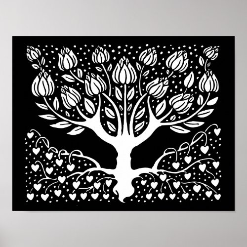 Tree of Life Boho Nouveau with custom color Poster