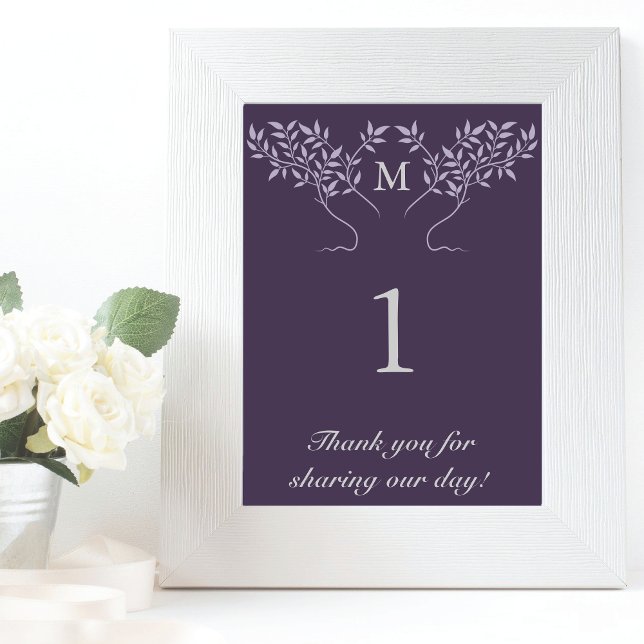 Tree of Life Branches on Eggplant Purple Table Number (Creator Uploaded)