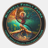 Tree of Life Business Logo Classic Round Sticker