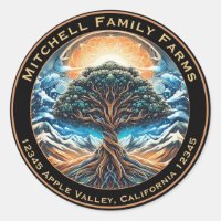 Tree of Life Business Logo Classic Round Sticker