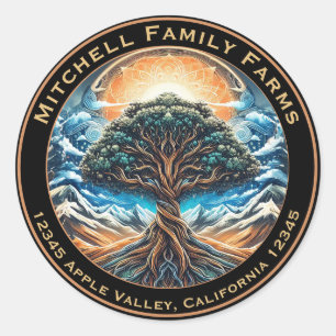 Tree of Life Business Logo Classic Round Sticker