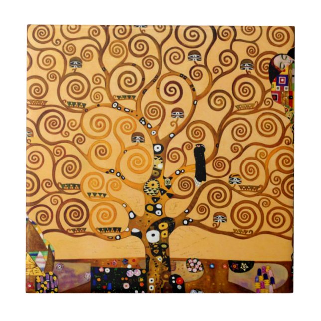 Tree of Life by Gustav Klimt Fine Art Ceramic Tile (Front)