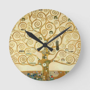 Tree of Life by Gustav Klimt Round Clock