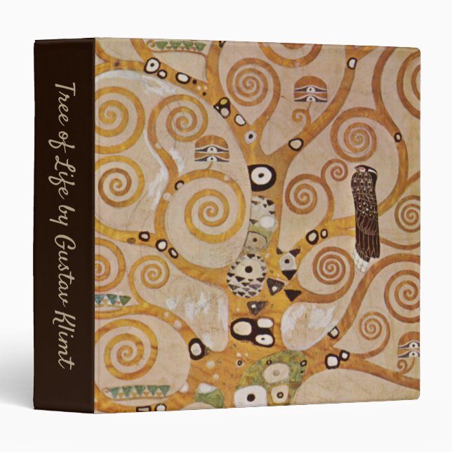 Tree of Life by Gustav Klimt, Stylized Art Nouveau 3 Ring Binder (Front/Spine)
