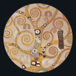Tree of Life by Gustav Klimt, Stylized Art Nouveau Classic Round Sticker<br><div class="desc">Tree of Life (1905-1911) by Gustav Klimt. The Tree of Life is a vintage Art Nouveau painting featuring the tree of knowledge calling into question the black bird of prey, the symbol of death. The normal life cycle as understood by Freud and Klimt. The Stoclet Frieze is a series of...</div>