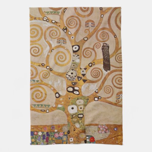 Tree of Life by Gustav Klimt Stylized Art Nouveau Kitchen Towel