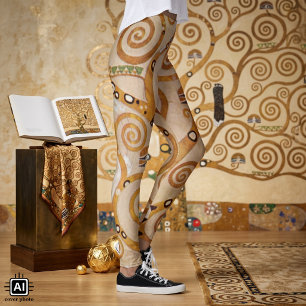 Tree of Life by Gustav Klimt, Stylized Art Nouveau Leggings