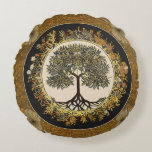 Tree of Life by kedoki Floral Gold Embroidery Thro Round Pillow<br><div class="desc">Tree of Life by kedoki Floral Gold Embroidery</div>