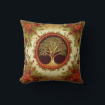 Tree of Life by kedoki Green and Orange Embroidery Throw Pillow<br><div class="desc">Tree of Life by kedoki Green and Orange Embroidery</div>