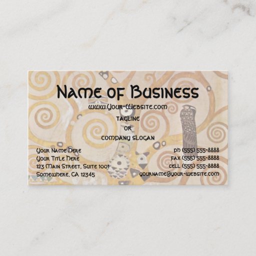 Customizable Tree of Life by Klimt, Stylized Art Nouveau Symbol Business Card Templates