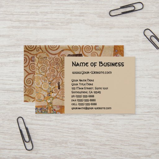Customizable Tree of Life by Klimt, Stylized Art Nouveau Symbol Business Card