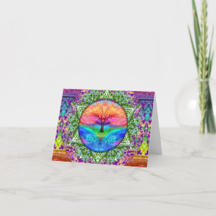 Tree of Life Calming Rainbow Letterpress Thank You Card