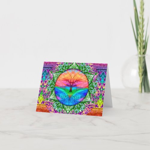 Tree of Life Calming Rainbow Thank You Card