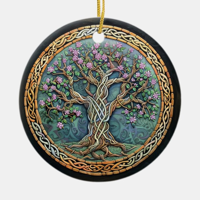 Tree Of Life Celtic Knot Ceramic Ornament (Front)