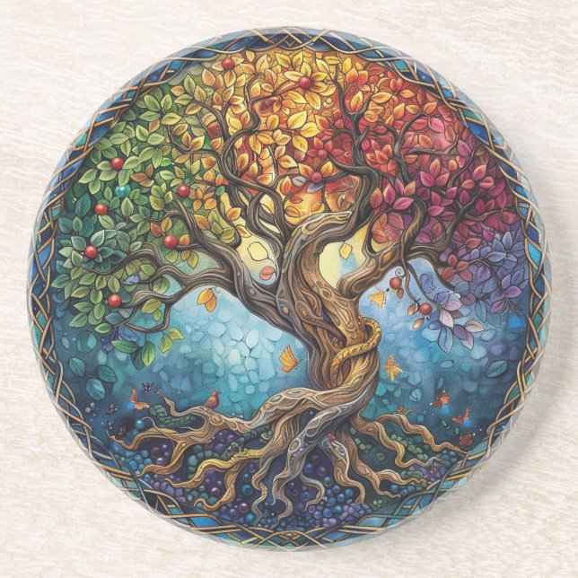 Tree of Life Celtic Sandstone Coaster (Front)