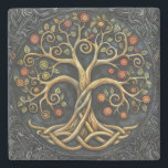 Tree of Life Celtic Stone Coaster<br><div class="desc">Transform your space with our Tree of Life Celtic Stone Coaster, a captivating homage to Celtic tradition. Adorned with intricate knotwork, each coaster embodies the timeless allure of Celtic heritage. Crafted with care and precision, these coasters boast natural textures and earthy tones, infusing your decor with rustic charm. Symbolizing harmony...</div>
