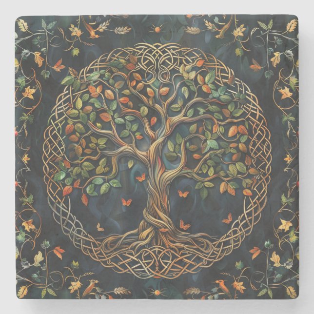 Tree of Life Celtic Stone Coaster (Front)