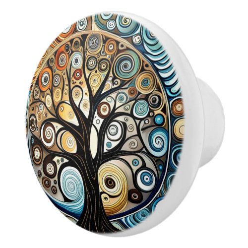 Tree of Life  Ceramic Knob