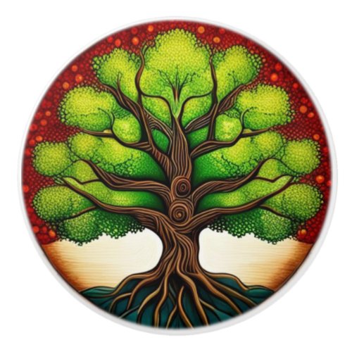 Tree of Life  Ceramic Knob
