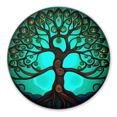 Tree of Life  Ceramic Knob