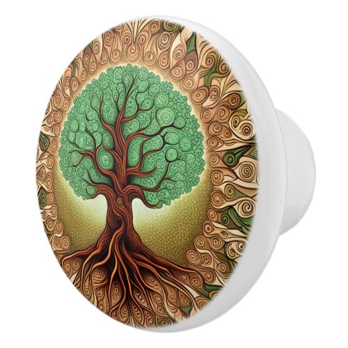 Tree of Life  Ceramic Knob