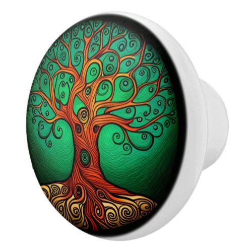 Tree of Life  Ceramic Knob