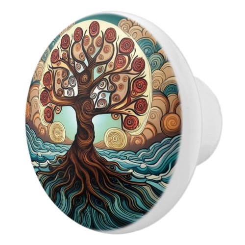 Tree of Life  Ceramic Knob