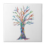 Tree of Life  Ceramic Tile<br><div class="desc">This decorative tile features a unique Tree of Life design.
It was originally made in mosaic using tiny pieces of brightly colored glass.
Because we create our artwork you won't find this exact image from other designers.
Original Mosaic © Michele Davies.</div>