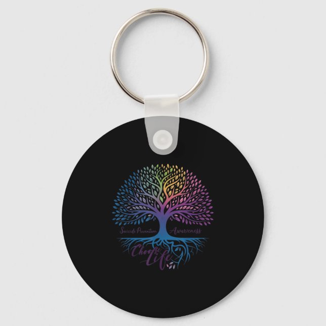 Tree Of Life Choose Life Suicide Prevention Awaren Keychain (Front)