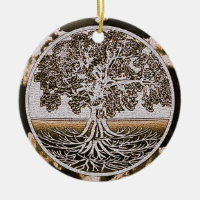 Tree of Life Circle of Life in Brown Ceramic Ornament