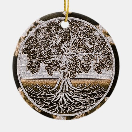 Tree Of Life Circle Of Life In Brown Ceramic Ornament