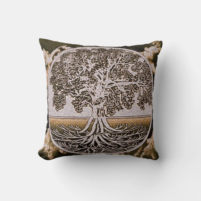 Tree of Life Circle of Life in Brown Throw Pillow (Front)