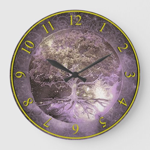 Tree of Life Clock Purple and Gold