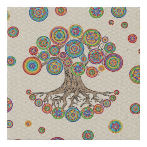 Tree Of life _Colorful Mosaic Faux Canvas Print