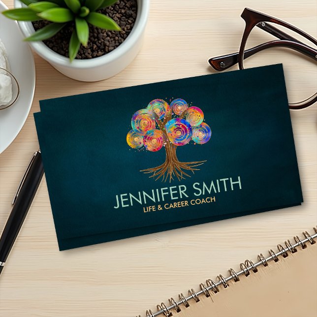 Tree of life - colorful spiral branches business card (Creator Uploaded)